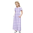 thumbnail image 3 of ATOGUTA Girls Dresses with Pockets Short Sleeve Floral Print Loose Casual Long Maxi Dress with Pockets Purple, Size 4-14 Years, 3 of 6