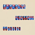 thumbnail image 3 of 24Pcs 4th of July Patriotic Nails, Independence Day American Flag Nail Art for Women Girls, Red Blue Fireworks Medium Square Fake Nails, 3 of 6