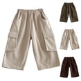 thumbnail image 4 of Boys Girls Cargo Shorts Shorts Elastic Waist Casual Loose Sports Cotton Shorts Summer Lightweight Breathable Comfy Shorts with Pockets 1-8 Years, 4 of 5