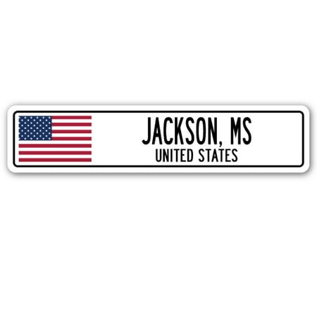 JACKSON, MS, UNITED STATES Street Sign American flag city country  