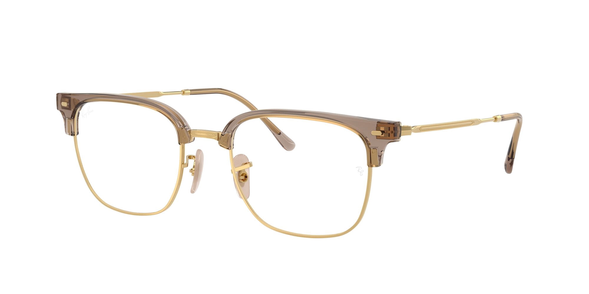 Ray-Ban Unisex Size 51 New Clubmaster Prescription Eyeglasses, Beige on Gold/Demo Lens