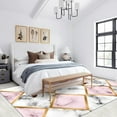 thumbnail image 2 of Pink Gray Marble Rug 3x4ft Small Area Rugs Gold Line Geometry Rugs Non Slip Low Pile Indoor Throw Carpet for Living Room Bedroom Gameroom Study Office Entrance Foyer, 2 of 7