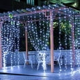 thumbnail image 2 of LINLIN 300 LED Curtain Lights, USB & Battery Operated Window Icicle Lights, 3m x 3m 8 Modes Remote Control Window Curtain Fairy Lights for Outdoor Indoor Garden Decoration, 2 of 9