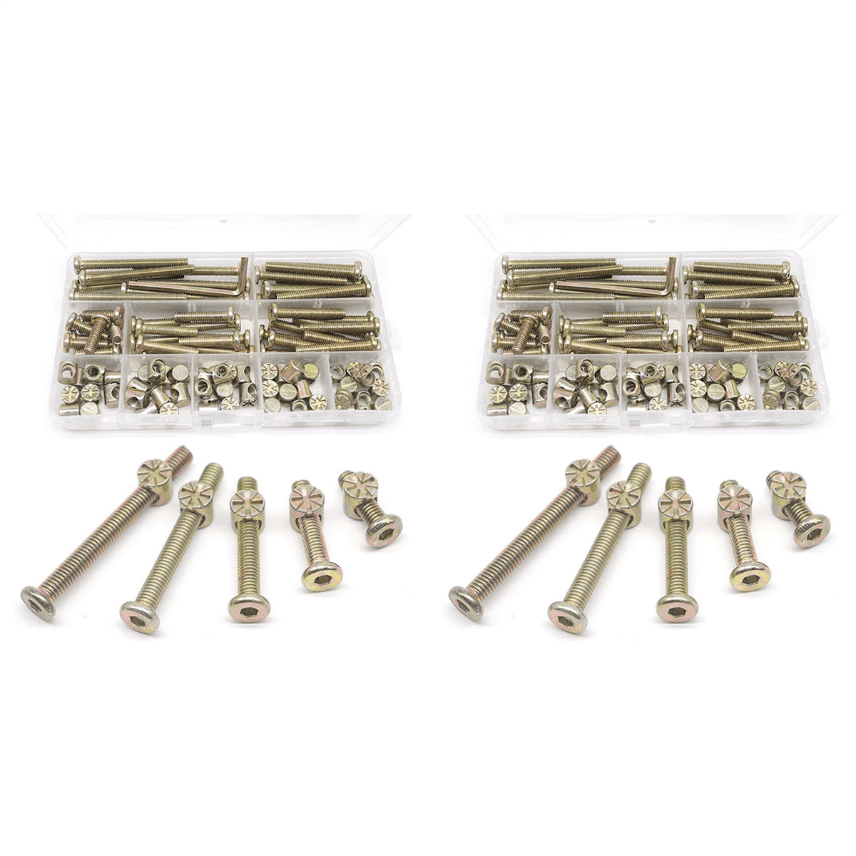 Baby Bed Screws Bolts Kit Hex Drive Socket Cap Bolts Barrel Nuts Assortment Kit for Crib Chairs M6 200Pcs