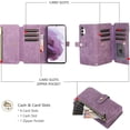 thumbnail image 2 of Crossbody Wallet Case for Samsung Galaxy A13/A04s, 9 Card Slots Adjustable Crossbody Zipper Cover Detachable Lanyard Strap Flip Case with Hand Strap Kickstand Case - Purple, 2 of 14