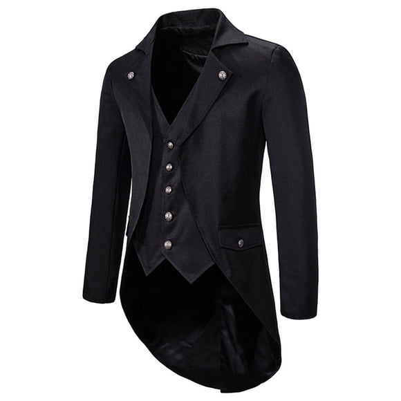RKSTN Jackets for Men Evening Dress Tuxedo Long-sleeved Single Five Buttons Turndown Suit Fall and Winter Long Sleeve Jacket Coats