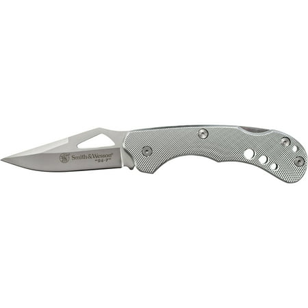 Smith and Wesson 24-7 Lockback Folding Knife Clip Point Blade Aluminum