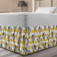 thumbnail image 1 of Abstract Bed Skirt, Modern Flower Print with Greyscale Watercolor Look on Brush Strokes, Elastic Bedskirt Dust Ruffle Wrap Around for Bedding Decor, 4 Sizes, White Mustard and Dimgray, by Ambesonne, 1 of 2