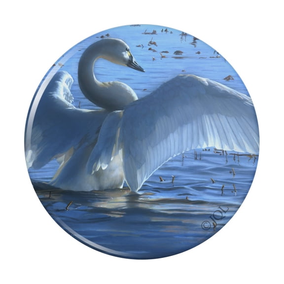 Tundra Swan in the Lake at Dawn Kitchen Refrigerator Locker Button Magnet