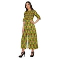 thumbnail image 3 of Moomaya Printed Short Sleeve Long Kurti A-Line Tunic Dresses Indian Top For Women, 3 of 5