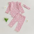 thumbnail image 4 of Okbabeha Newborn Baby Girl Clothes Fall Winter Outfit 0 3 6 9 12 18Months Ruffle Long Sleeve Ribbed Romper+Pants+Headband Set, 4 of 8