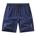 thumbnail image 3 of Sakmal Gym Mens Athletic Shorts Board Workout Knee Length Quick Dry with Pockets Drawstring 9 Inch Solid Blue Shorts for Men XL, 3 of 4