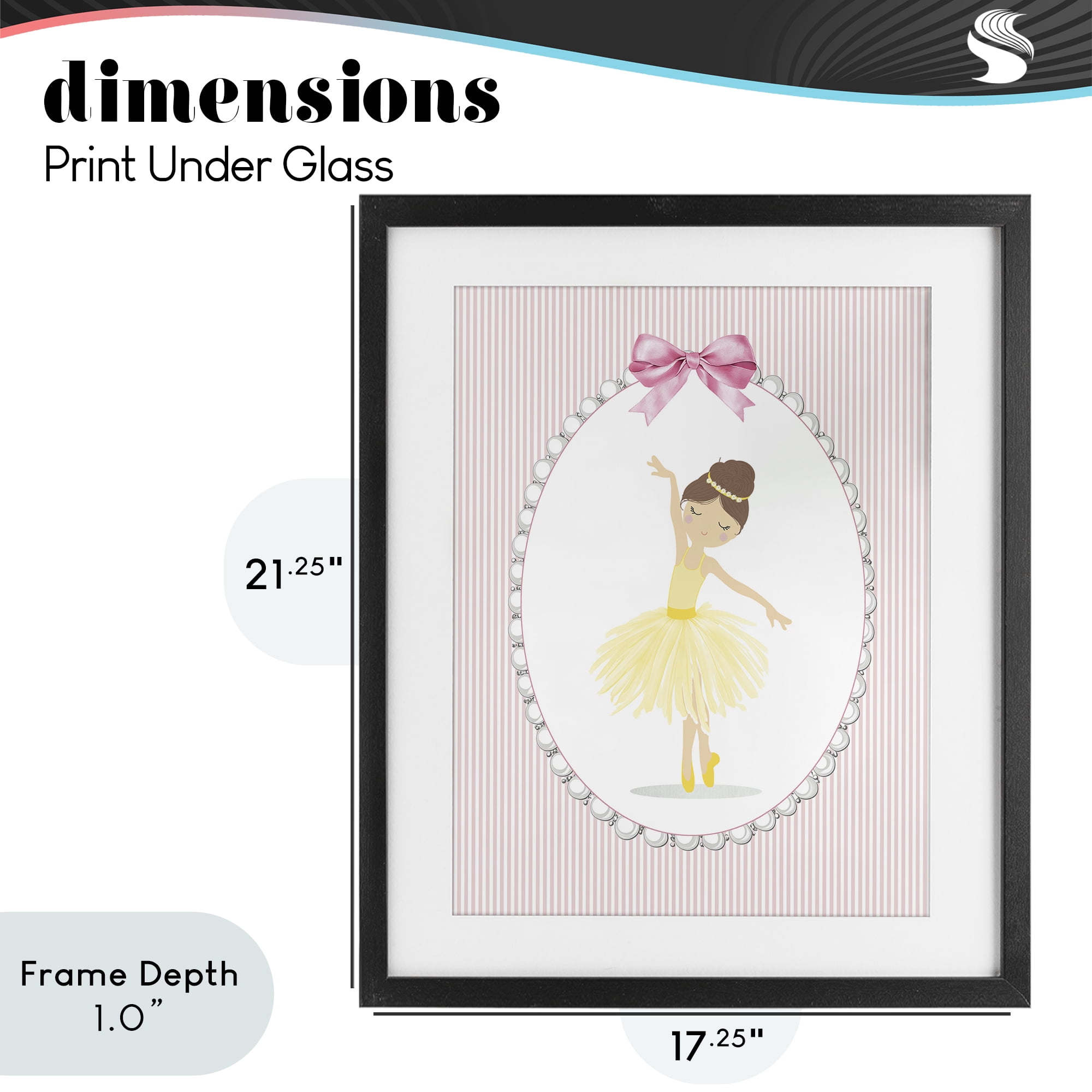 Stupell Industries Dainty Dance on Stripes Black Framed Print Under Glass, design by Christine Simpson Art