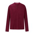 thumbnail image 3 of Aofany Pullover Henley Shirt For Men Solid Color Long Sleeve Round Neck Casual Sweatshirt, 3 of 5