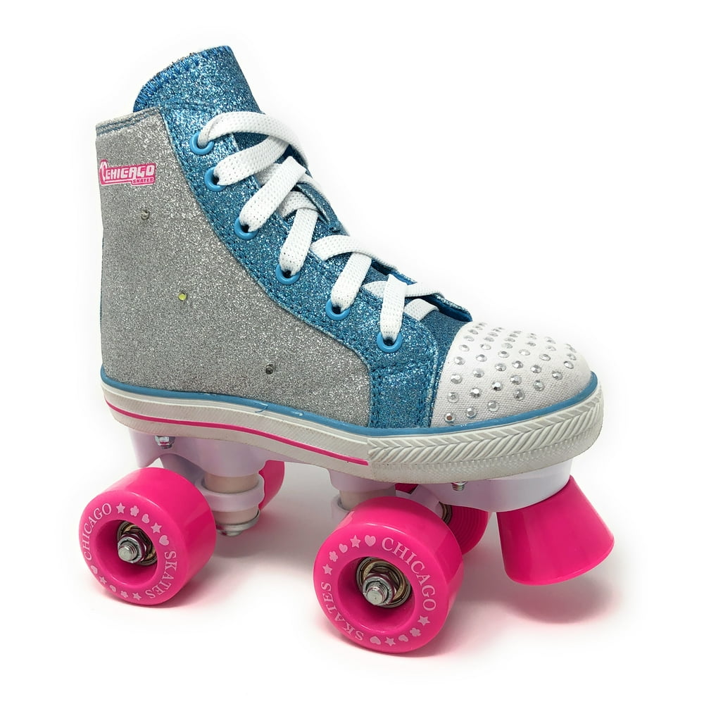 Chicago Skates Girls Quad Glitter Sparkle Roller Skates with Lights