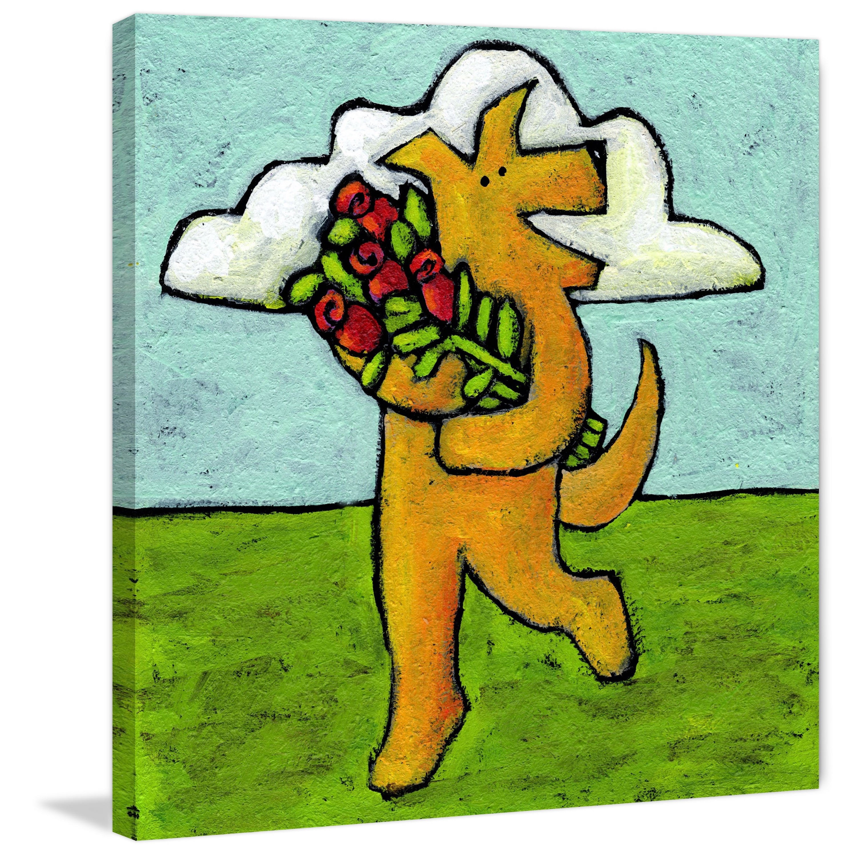 Marmont Hill - "Red Roses for Dog" by Janet Nelson Painting Print on Wrapped Canvas