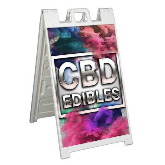 CBD Edibles (24" X 36") Standard A-Frame Signicade, Includes Decal Applied To Stand