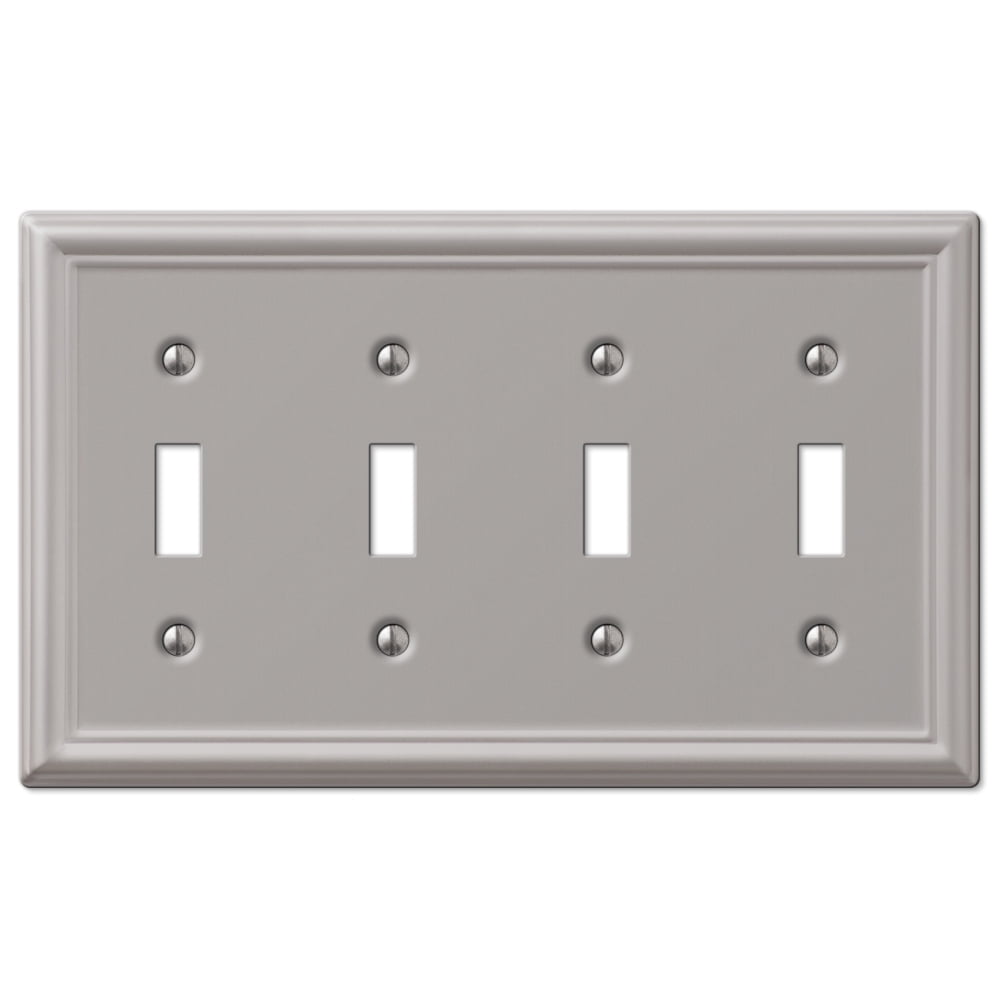 Amerelle AmerTac 149TTTBN Chelsea Steel Triple Toggle Wallplate Brushed Nickel