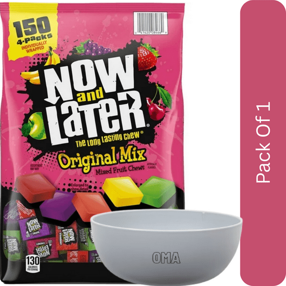 Now & Later Fruit Chews Candy, 150 Count with white bowl by OMA
