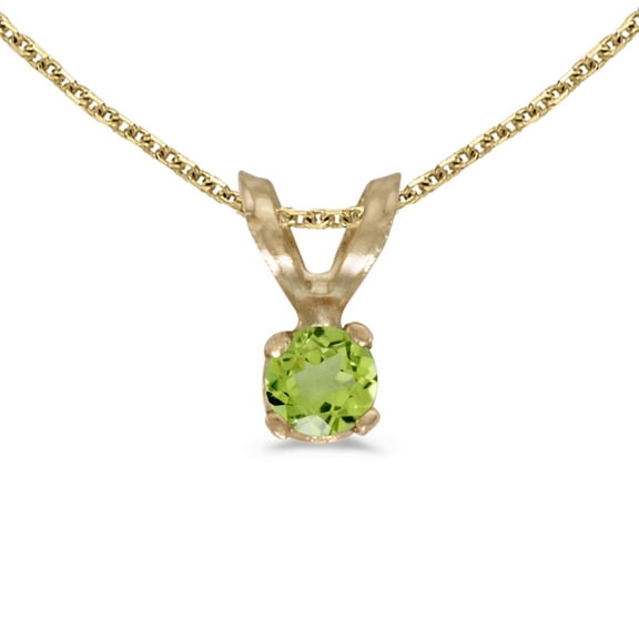 10k Yellow Gold Round Peridot Pendant with 16" Chain