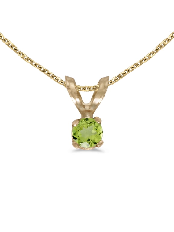 10k Yellow Gold Round Peridot Pendant with 16" Chain