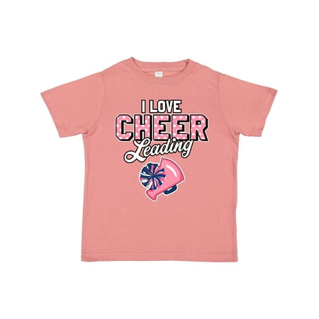

Inktastic I Love Cheerleading with Pom Poms and Megaphone Inversed Text Gift Toddler Toddler Girl T-Shirt