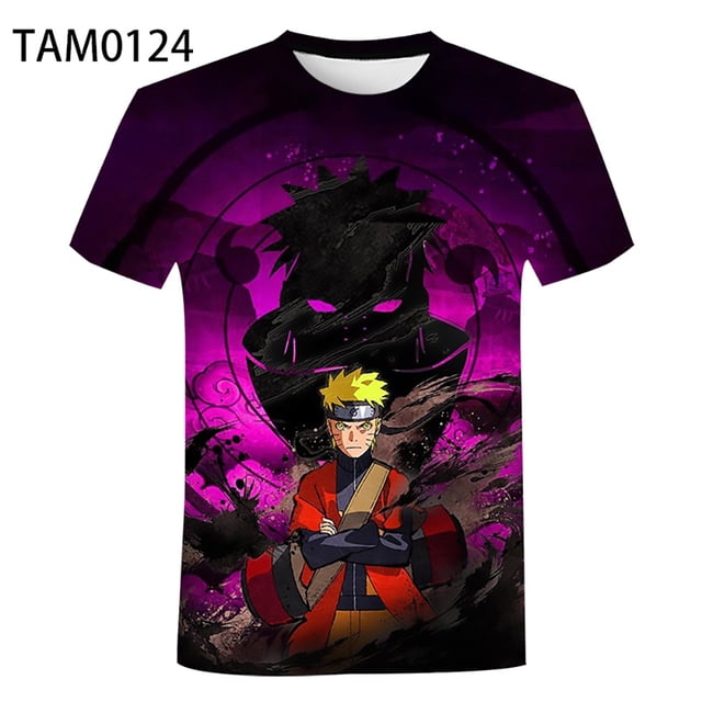 Camiseta De Verano Con Estampado 3D Anime Naruto Patrón De Calle Camisa Casual Cuello Redondo Manga Corta Hombre