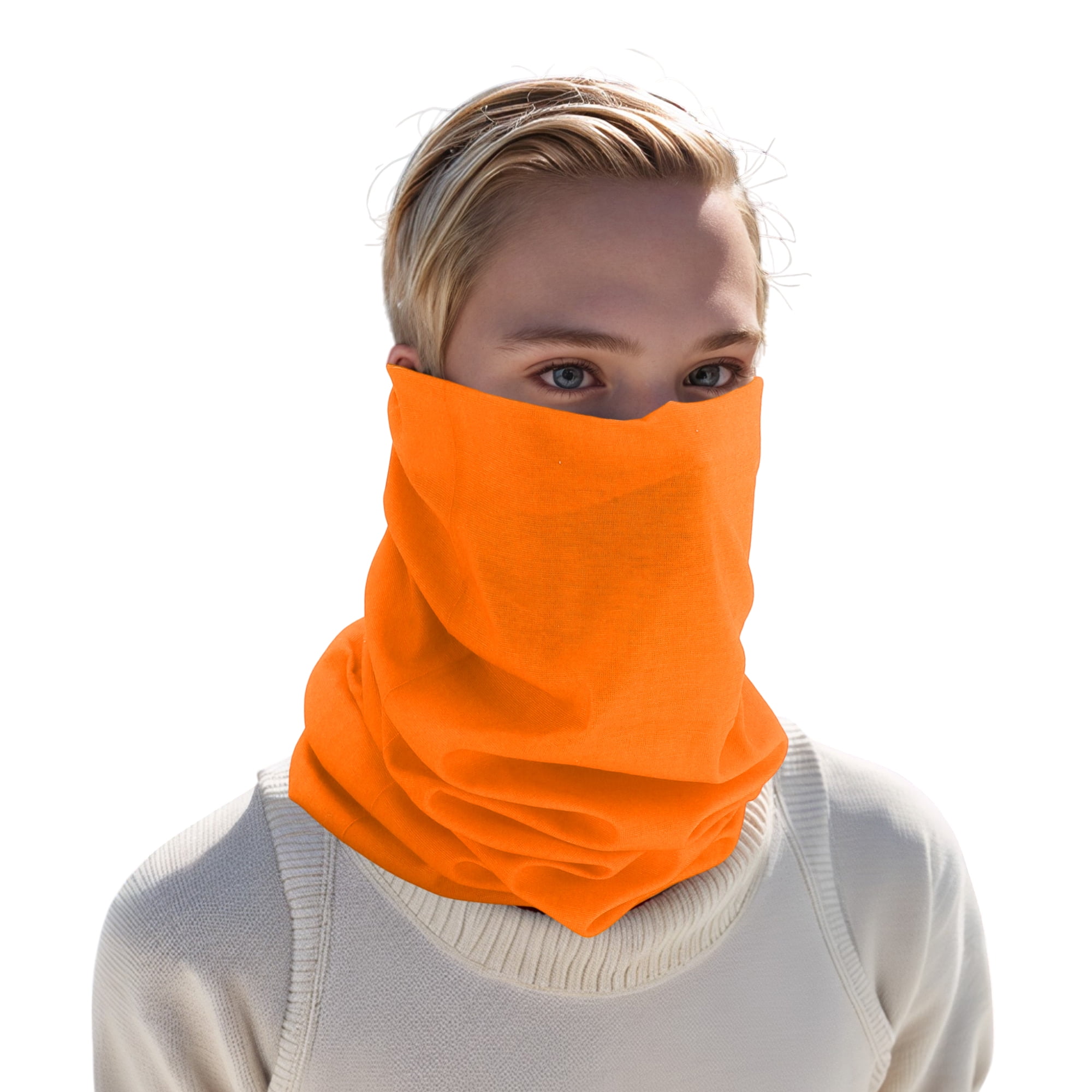 Unique Bargains Multi-function Face Scarf Mask 1 Pc Fluorescent Orange