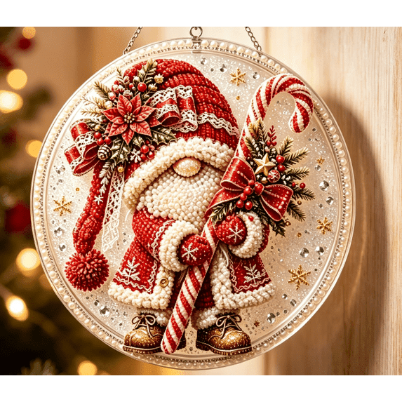 DIY Christmas Gnome Pearl Diamond Painting Art Kit with Frame, Christmas Pearl Beads Art Craft for DIY Lover Beginner for Home Wall Decor, Healing Stress-Relieving.A