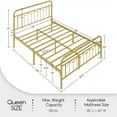 thumbnail image 3 of Topeakmart Metal Platform Bed with Headboard and Footboard, Queen Size, Antique Gold, 3 of 7