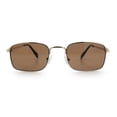 thumbnail image 5 of Retro Hipster Narrow Rectangle Metal Rim Dad Fashion Sunglasses [Gold - Brown], 5 of 8