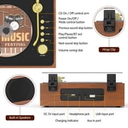 Udreamer Portable CD Players for Home, Bluetooth Built-In Speakers CD player Portable,Stereos for Home,Brown & Black