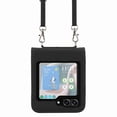 thumbnail image 2 of Dteck for Samsung Galaxy Z Flip 5 5G Case, Adjustable Crossbody Shoulder Strap Lanyard Case for Women Kickstand Flip PU Leather Hard Shell Ultra Thin Slim Durable Protective Phone Cover,Black, 2 of 5
