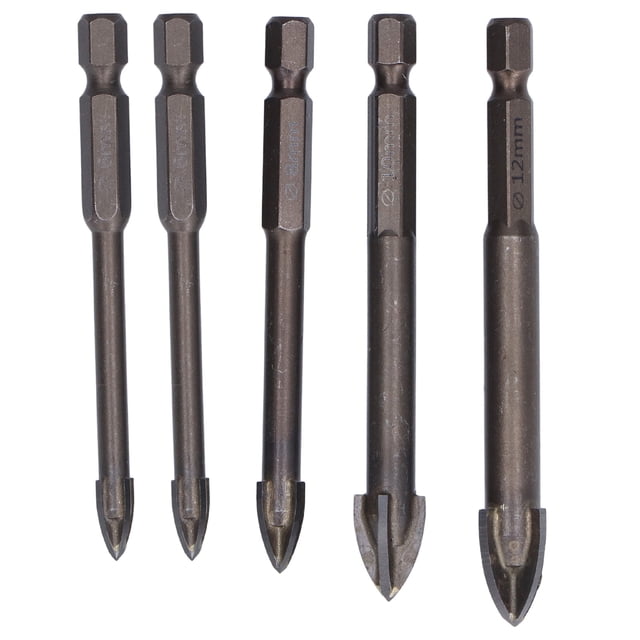 Abridor de agujeros para hormigón, 5 piezas de taladro cruzado para azulejos, broca cruzada para azulejos, broca hexagonal, respuesta rápida