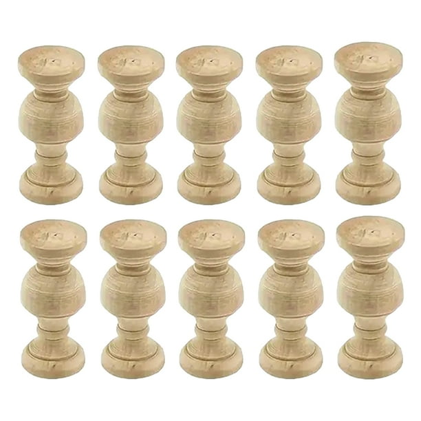 10 husillos de madera sin terminar para proyectos de carpintería, accesorios de habitación, balaustres decorativos para botellero y marco de cama.