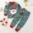 thumbnail image 2 of Odeerbi Infant Boys Girls Long Johns Christmas Thermal Underwear Set Cotton Base Layer Set Winter Christmas Cartoon Print Pajamas Casual Long Sleeve Pajama Top Pants Set Green, 2 of 3