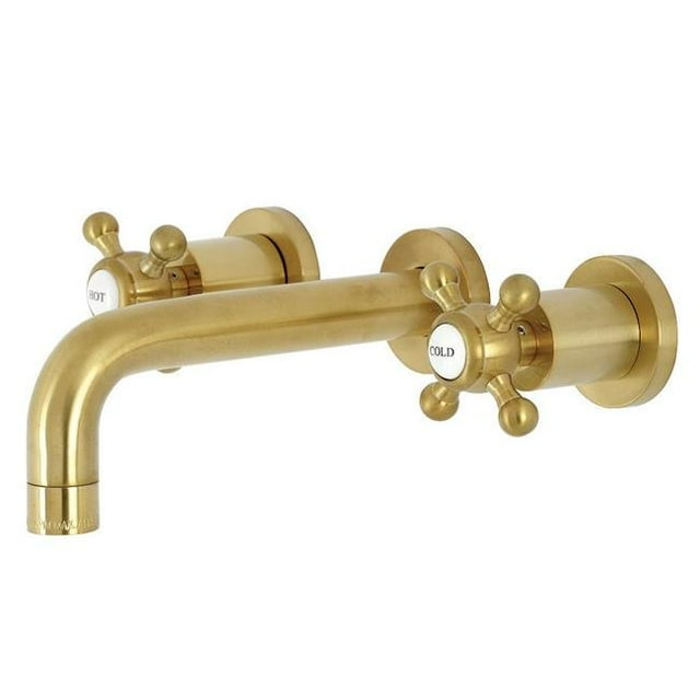 Kingston Brass KS8127BX 8 in. Metropolitan 2-Handle Wall Mount Bathroom Faucet, Brushed Brass