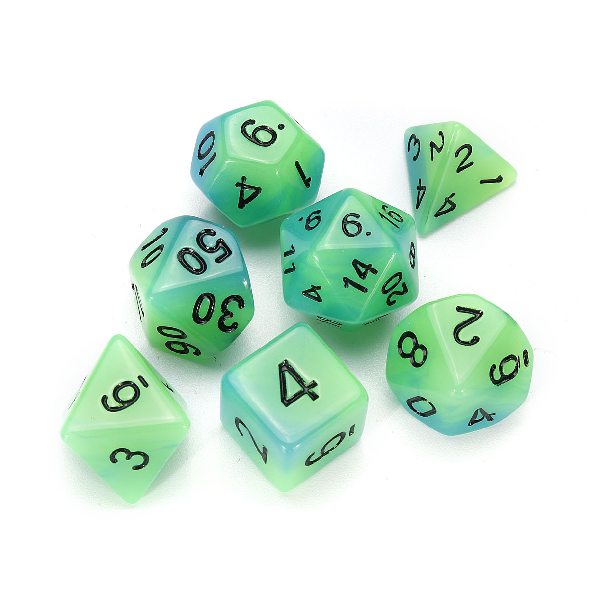 7pcs/Set Two color Polyhedral Dice Multi Sided Acrylic Dice Luminous