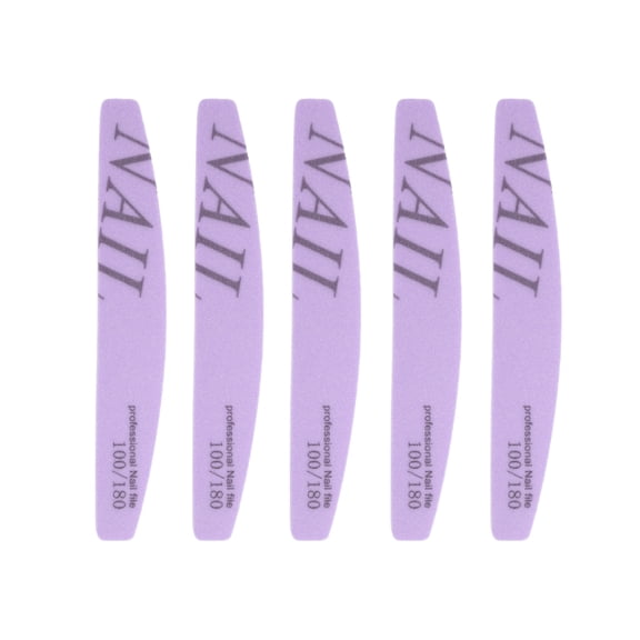 Unique Bargains 5 Pcs Half-moon Sponge Nail Files Purple