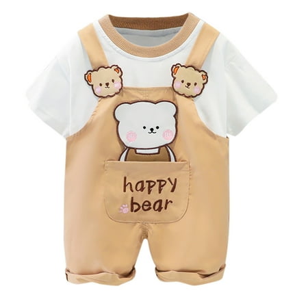 

XINSHIDE Summer Baby Boys Girls Animal Printing Tops + Overalls Suspender Pants Outfits Set Baby Girl Clothes