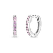 THE JEWELRY HUT Adorn Your Little Girl with TheJewelryHut Designer Children Color CZ Silver Huggie Hoop Earrings