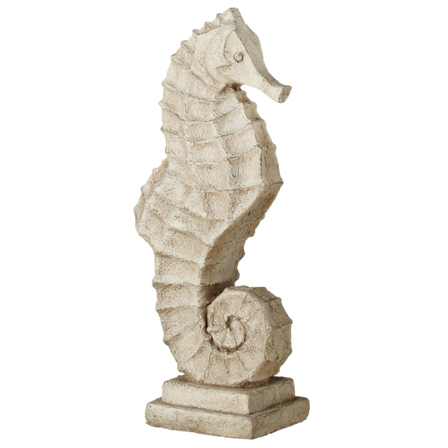 26" Whitewash Nautical Themed Seahorse Decorative Table Top Figurines
