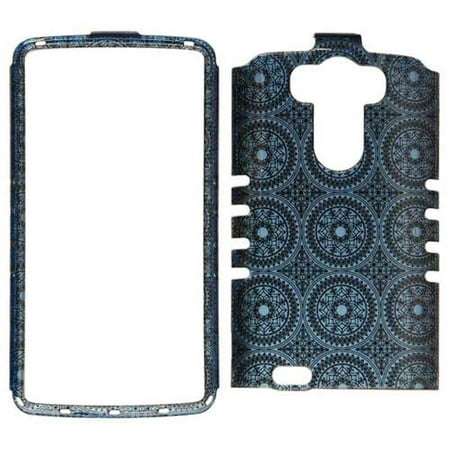Rocker Series Snap-On Protector Case for LG G3 (Trans Design/Blue Circular Patterns)