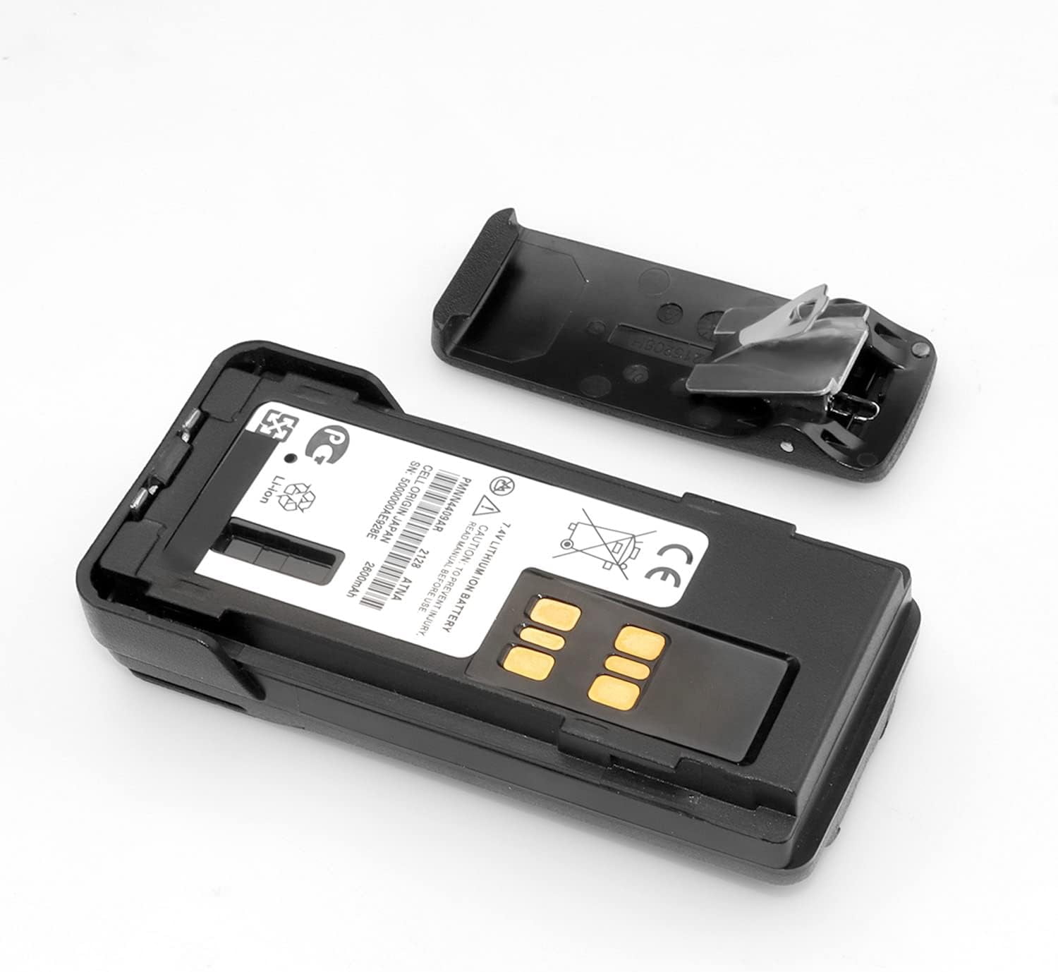 PMNN4409 Replacement Battery for Motorola MotoTRBO PMNN4491 PMNN4491A PMNN4491B PMNN4448AR PMNN4409AR NNTN8560A PMNN4493A PMNN4406BR PMNN4407 PMNN4412 PMNN4448 Battery 2600mAh with 3pcs Belt Clips