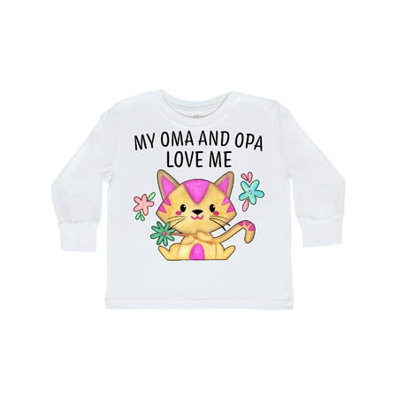 

Inktastic My Oma and Opa Love Me with Cute Kitten and Flowers Gift Toddler Boy or Toddler Girl Long Sleeve T-Shirt