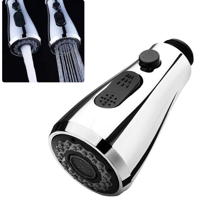 Grifo de cocina cromado versátil, cabezal de boquilla rociadora, pieza de repuesto para grifos de fregadero de cocina extraíbles, modos de pausa y pulverización