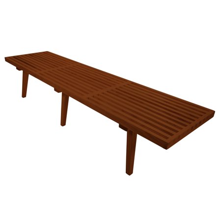 LeisureMod Mid-Century Inwood Platform Bench in Light Walnut - 6 Feet