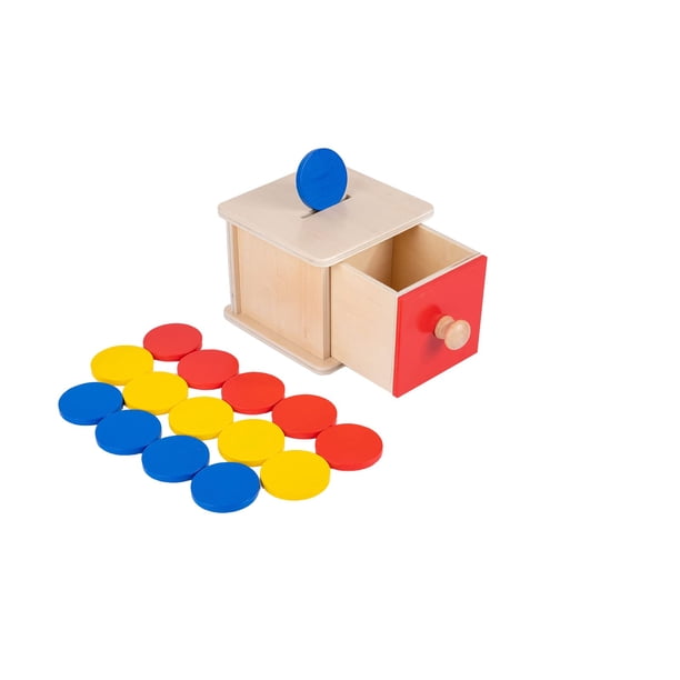 Caja fuerte Adena Montessori 2 en 1 con monedas de 3 colores