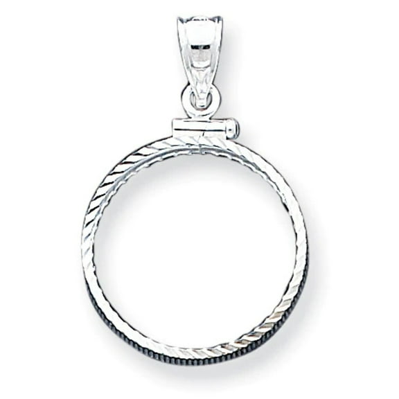 Wideband  Distinguished Coin Jewelry Sterling Silver Polished and Diamond-cut 21.1 x 2.0mm $0.05 Screw Top Coin Bezel Pendant