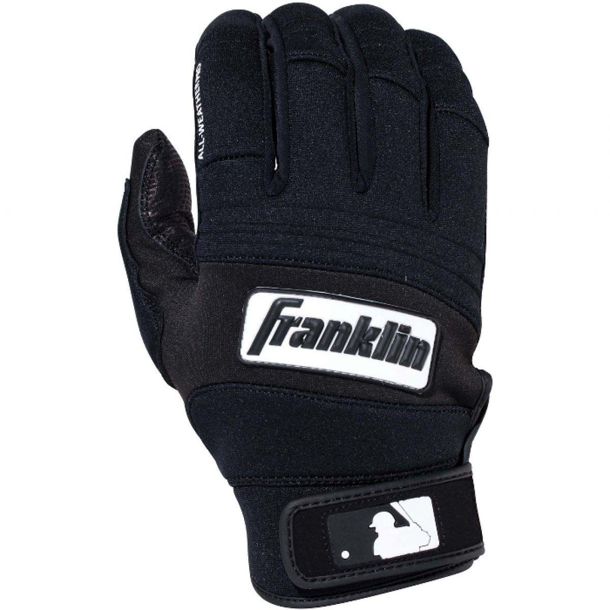 Black/Black Franklin Sports 20966F1 Shok-Sorb X Batting Gloves Adult Small 